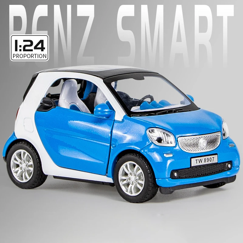 1:24 samochód symulacyjny Smart Fortwo Alloy Metal Diecast pojazd zabawkowy modelu samochodu Metal dzieci prezent samochody zabawkowe dla dzieci