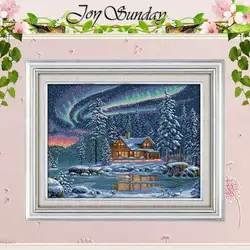 The Aurora Borealis Patterns Counted Cross Stitch Set DIY 11CT 14CT 16CT Stamped DMC Cross-stitch Kit Embroidery Needlework