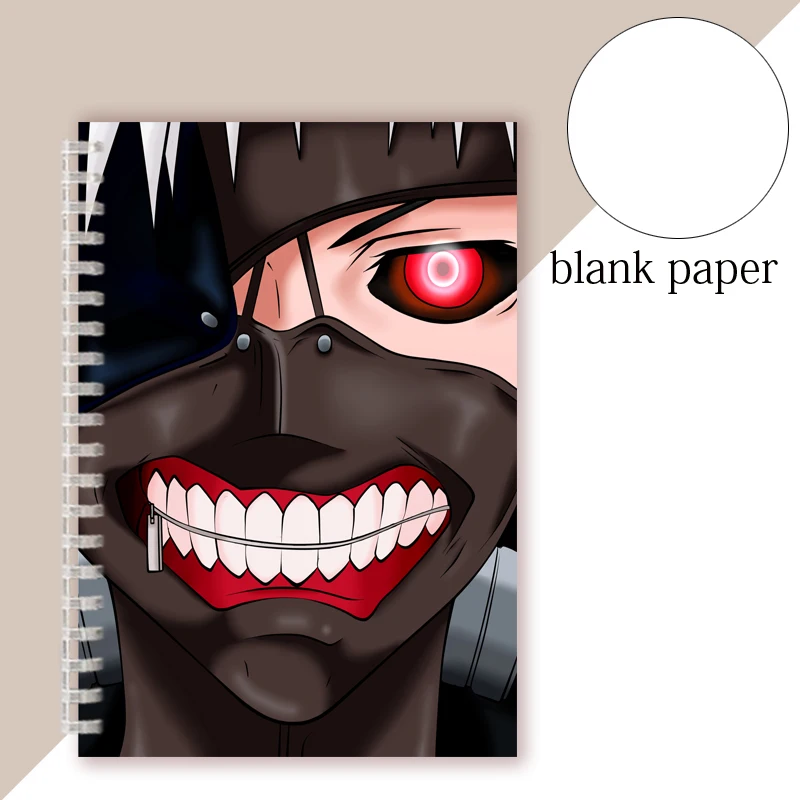 Anime Tokyo Ghoul Mask COSPLAY Spiral Notebook Horror Characters Kaneki Ken Hunger Red Eye 3D Zombie Rock Sketch Book Blank Page