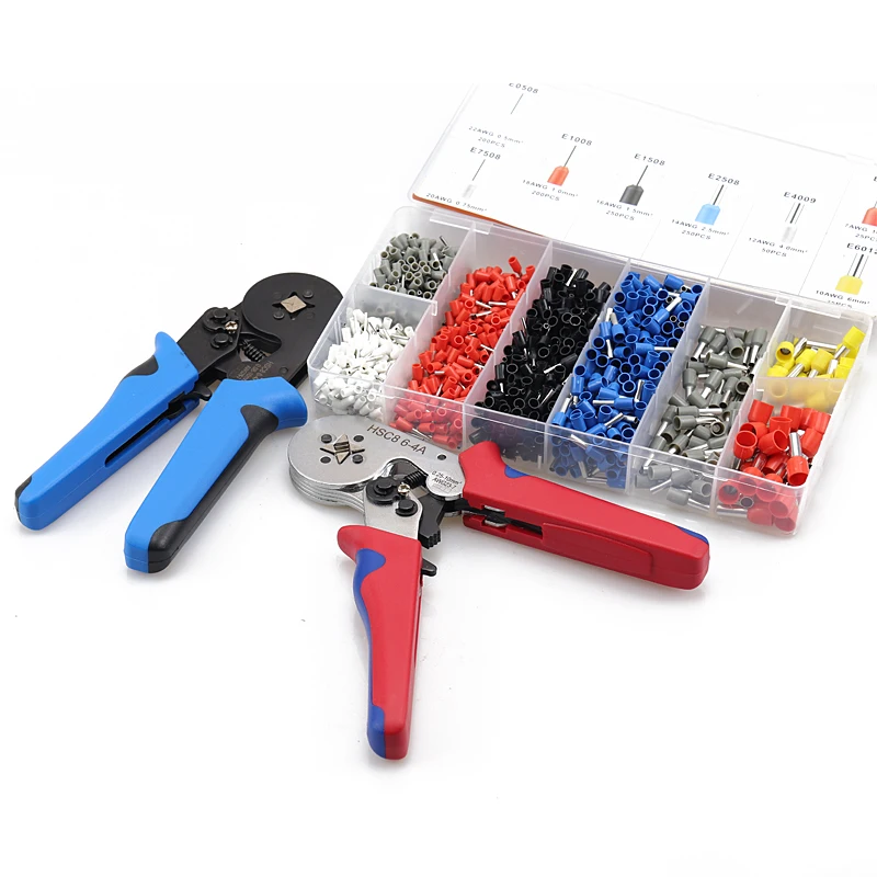 Pinze pinze a crimpare per utensili manuali 1200 pezzi Mini terminali tubolari pinze per crimpatura elettriche pinze Multitool autoregolanti