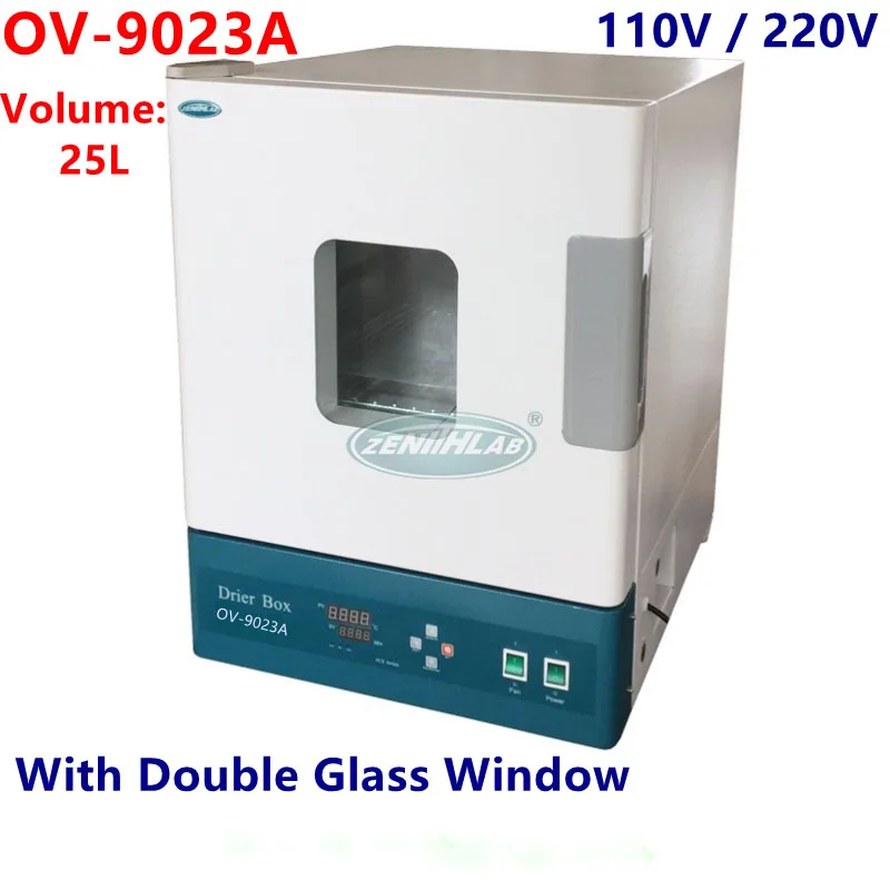 Nuevo Producto, horno seco electrotérmico de temperatura estable OV-9023A con doble ventana de vidrio, máquina de calor, volumen 25L, 110V/220V