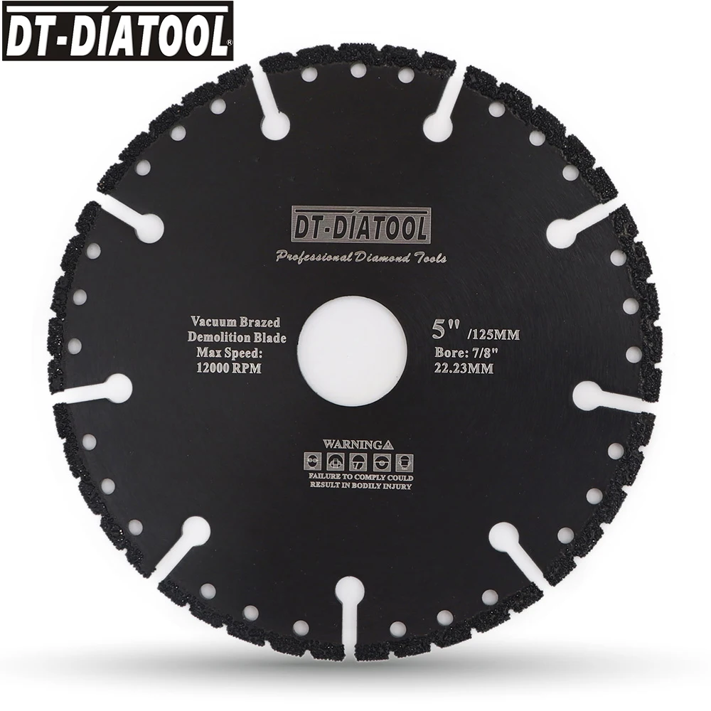DT-DIATOOL 1pc Dia 125mm/5 "Vacuümgesoldeerde Diamant Zaagblad Alle Doeleinden Doorslijpschijf Voor Staal ijzer Wapening Gewapend Beton