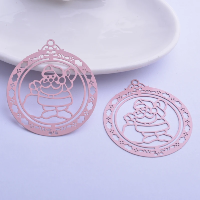 30 Stück AB2923 42*48mm Große Runde Weihnachtsmann-Anhänger DIY Ohrringe Schmuck – Detail 6
