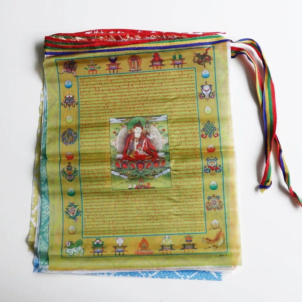 Tibetan Prayer Flags Buddhist Outdoor Tibet Garden Decorative Five Color Banner Sutra Streamer Total Length 9.8 Feet 10 Flag Set