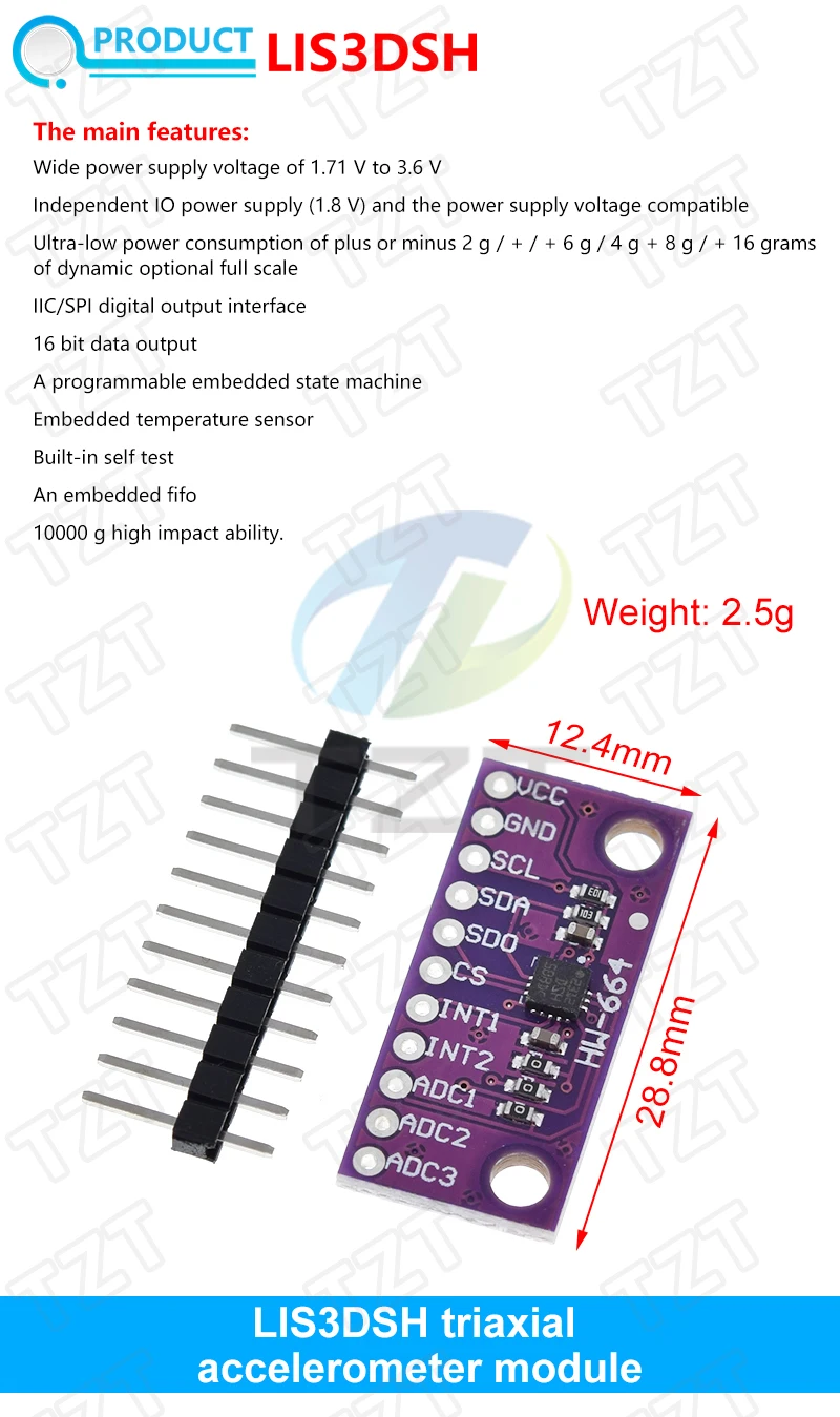 MPU-6050 MPU-9250 BMI160 LSM303DLHC L3G4200D QMC5883L ADXL335 LIS3DSH 3-, 6- und 9-Achsen-Sensor für Lagebestimmung +Gyroskop +Beschleunigungsmesser +Magnetometer – Detail 11