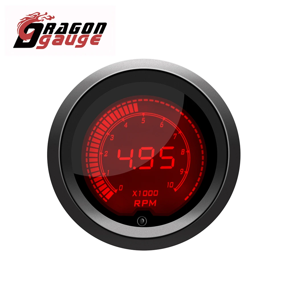 DRAGON GAUGE 52mm Tachometer Voltage Boost Water Temp Oil Temp Oil Press ETG Gauge LED Digital Display Car Gauge 7 Colors Change