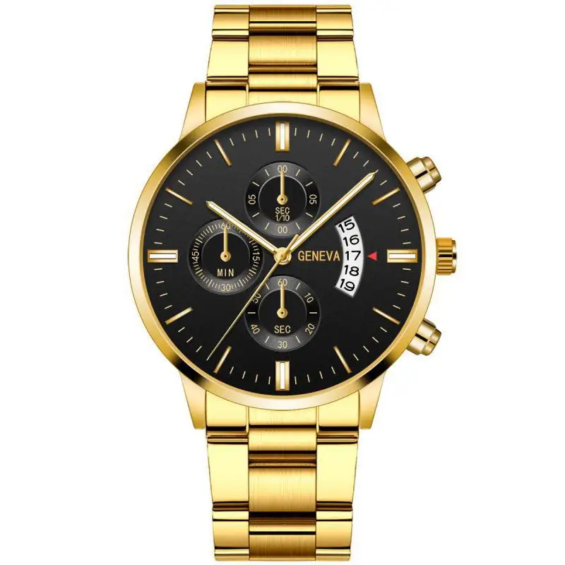 Fashion Relogio Masculino Golden Color Watches Men Male Clock With Calendar Full Steel Quartz Wristwatch Exquisite Relojes Saati