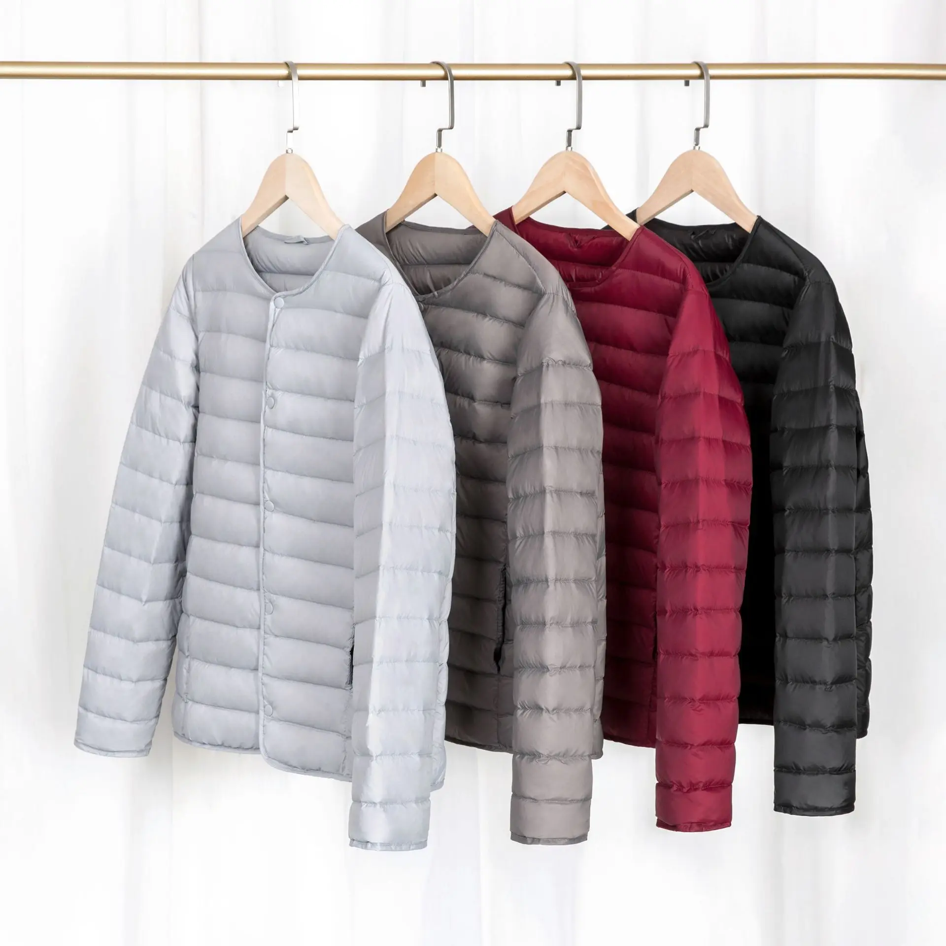 0-10℃ Men White Duck Down Coats Ultra Light Collarless Single Breasted Man Winter Jackets Warm Puffer Lining 5XL 6XL