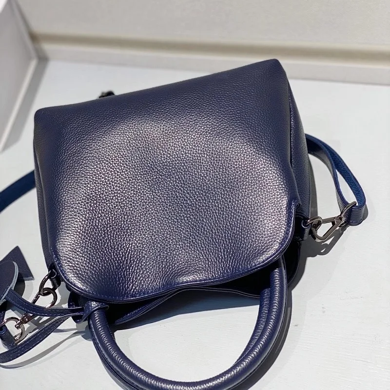 Bolsa transversal de couro genuíno feminina, bolsa casual com borla