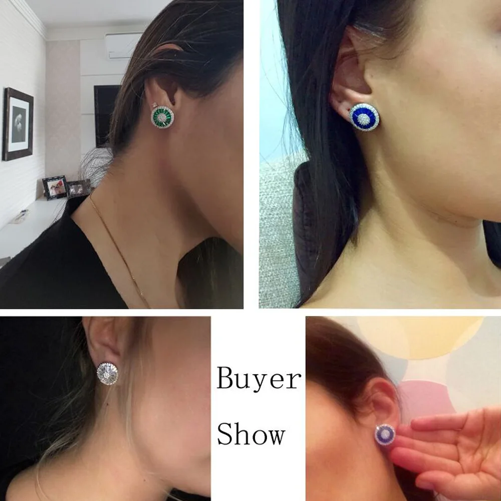 ThreeGraces Gorgeous CZ Stone Fashion Jewelry Pave Setting Cubic Zirconia Rose Gold Color Big Stud Earrings for Women Gift ER288
