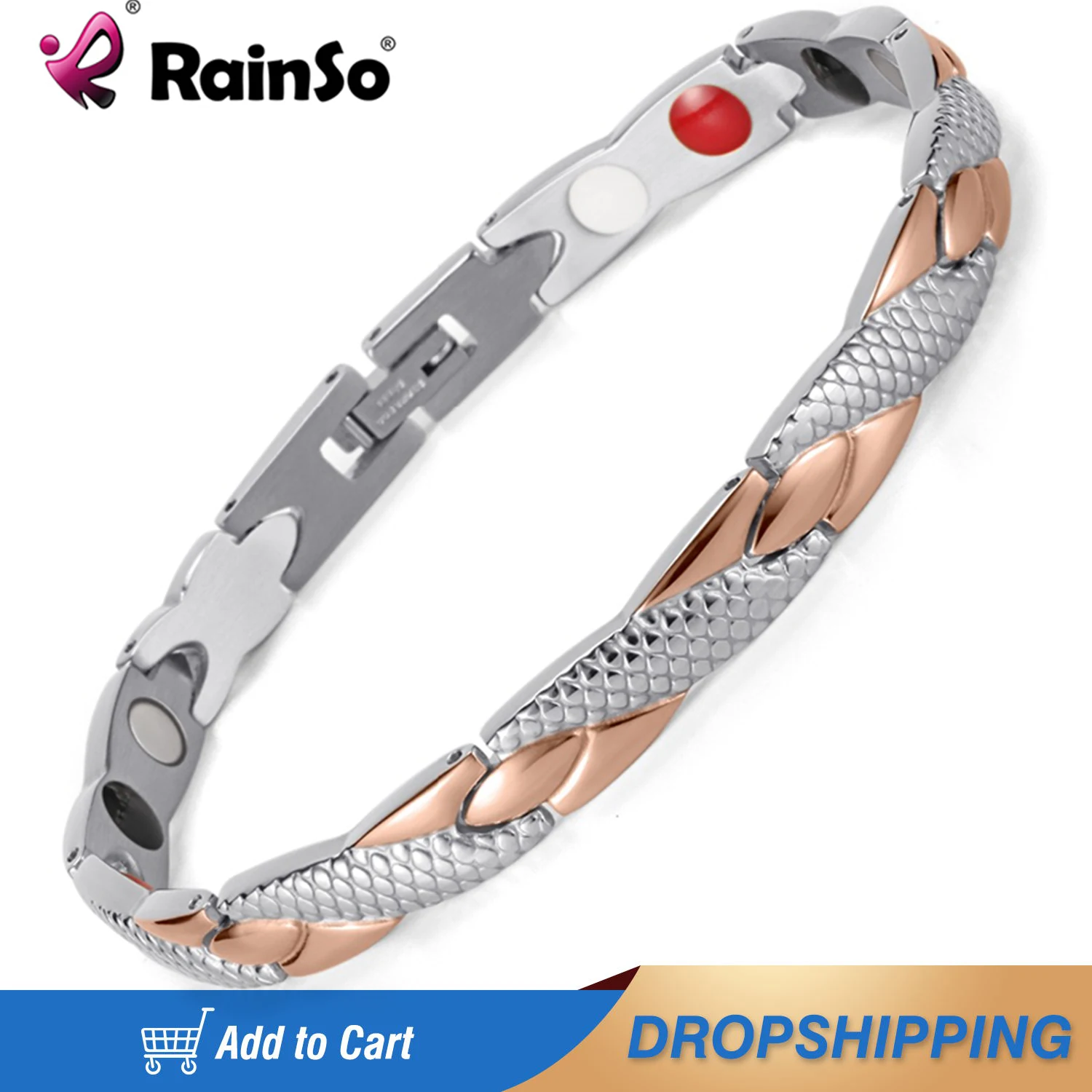 Rainso Luxury Women Bracelet With Magnet Healing Bio Energy Fashion Jewelry Improve Sleeping