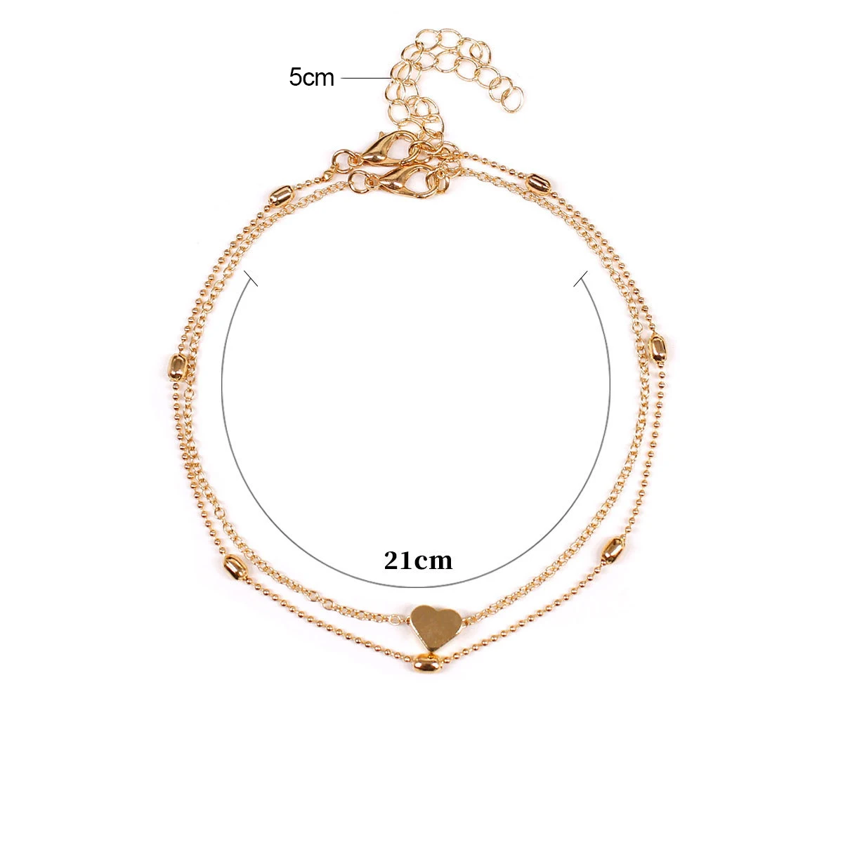 New Fashion Gold Color Heart Anklet Multilayers Adjustable Anklet For Women Summer Bracelet On Foot Beach Party Leg Chains