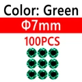 100 piezas de 7 mm, color verde