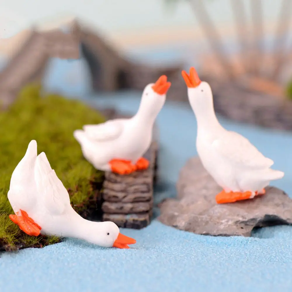 Resin Cute Parent-child Gift Accessories Fairy Garden Home Decoration Desk Pot Craft Goose Figurine Miniatures Bonsai Ornament