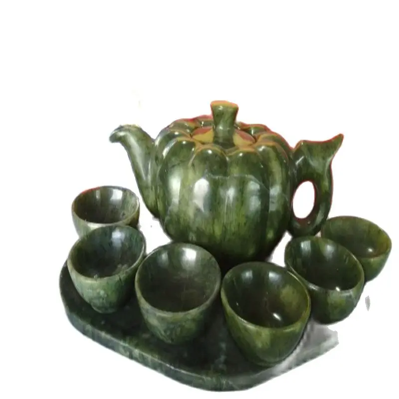 

Chinese Hand-Carved Jade Natural Lantian Jade Teapot Tea Set Household Set