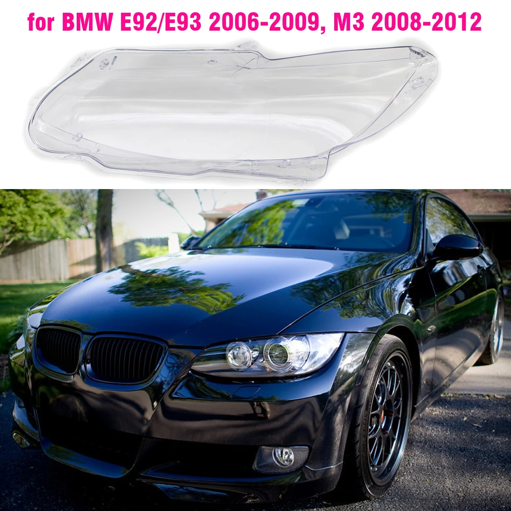 Car Front Headlight Lens Cover For BMW E92 E93 2006 2007 2008 2009 glass Auto Shell Headlamp Lampshade transparent