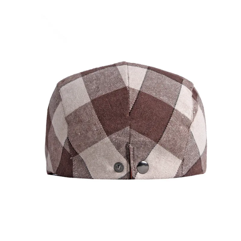 LDSLYJR Spring Autumn Cotton Plaid Newsboy Caps Flat Peaked Cap Men and Women Painter Beret Hats 74