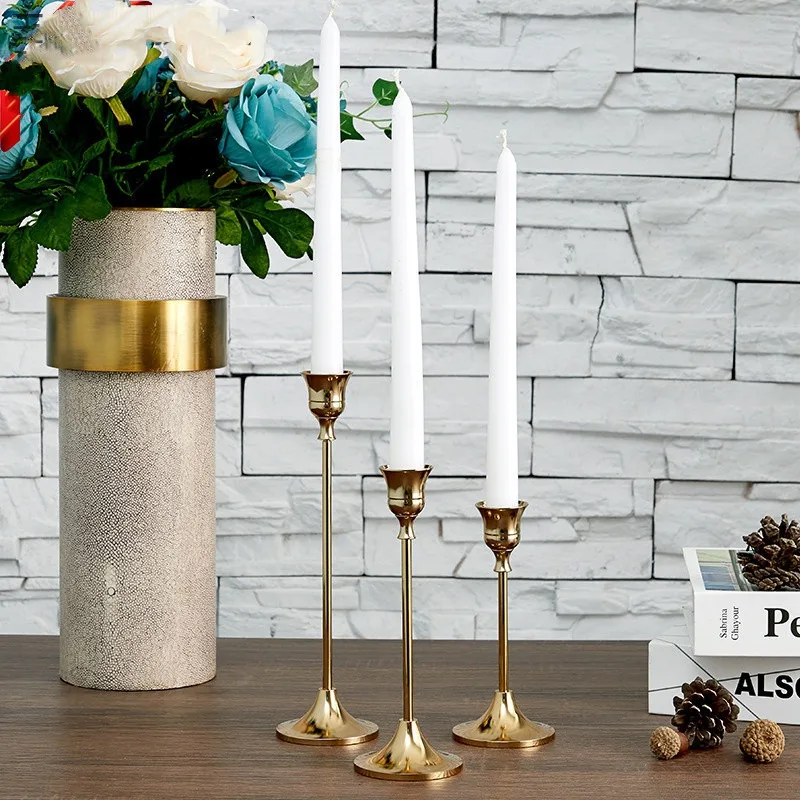 Simple Moments  Retro Bronze Candle Holders Wedding Party Vintage Metal Candlestick Home Decor Christmas Candle Holders