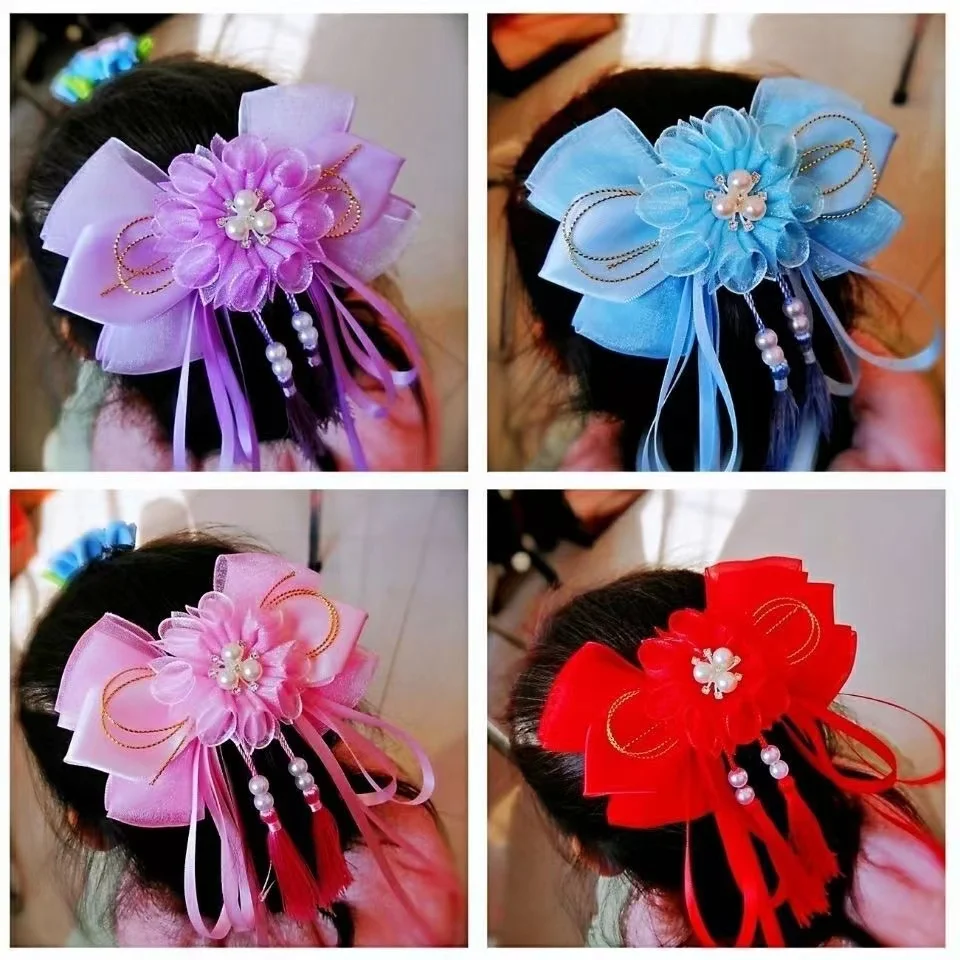 

Handmade Fashion Boutique Hair Accessories Ribbon Tassel Hair Barrettes Girls Hair Clips Hairpin Children Headwears 059