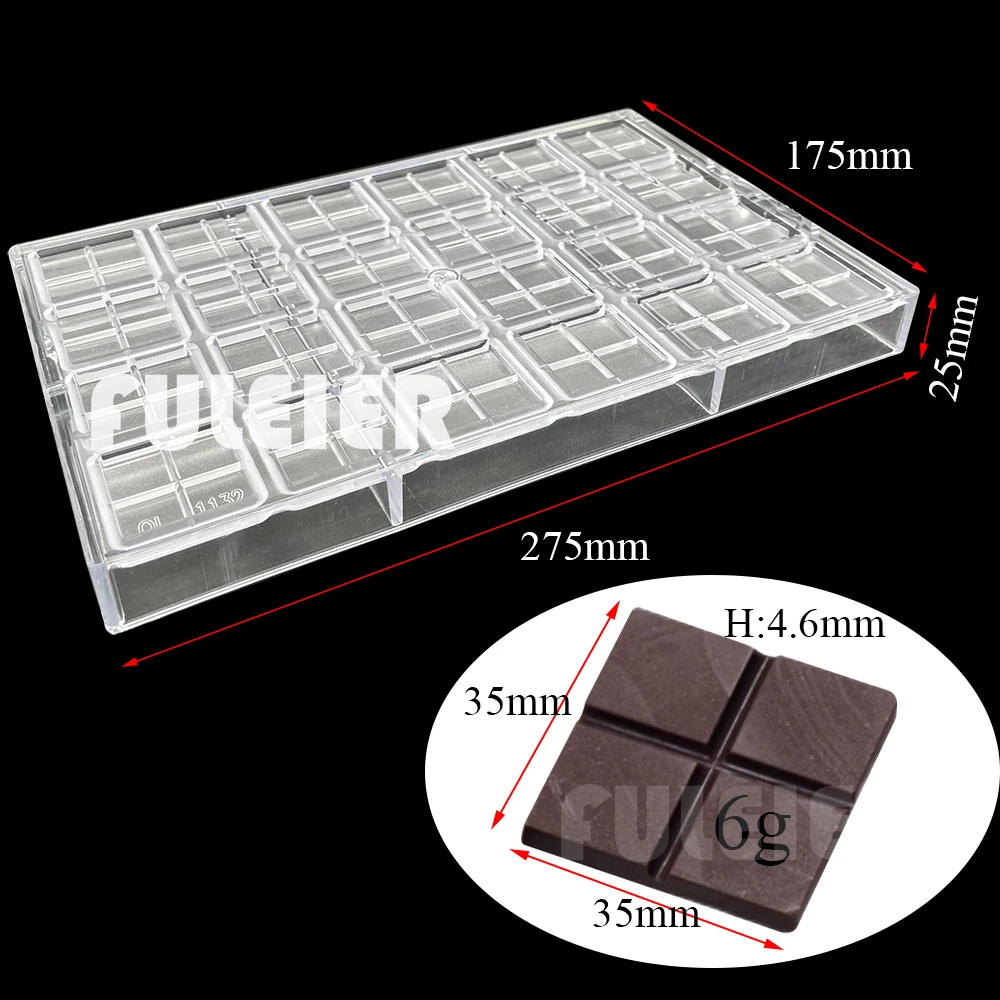 24 Holes Square Candy Bar Chocolate Molds Polycarbonate Bakeware Cake Pastry Confectionery Tool  Chocolate Makerbaking  Mould