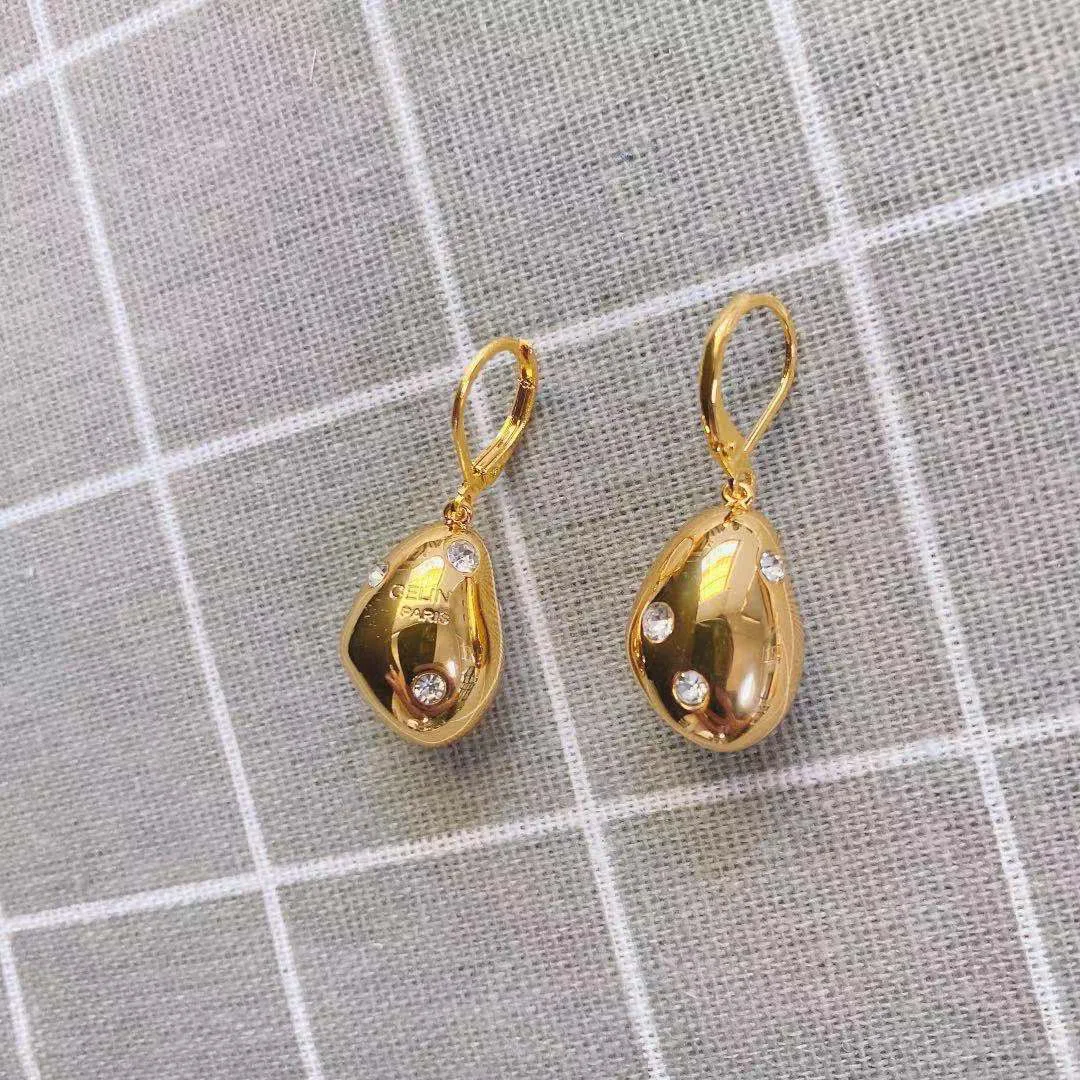 Irregular waterdrop earring for women cz pave egg shape dangling earring luxury brand designer dupl jewelry dainty