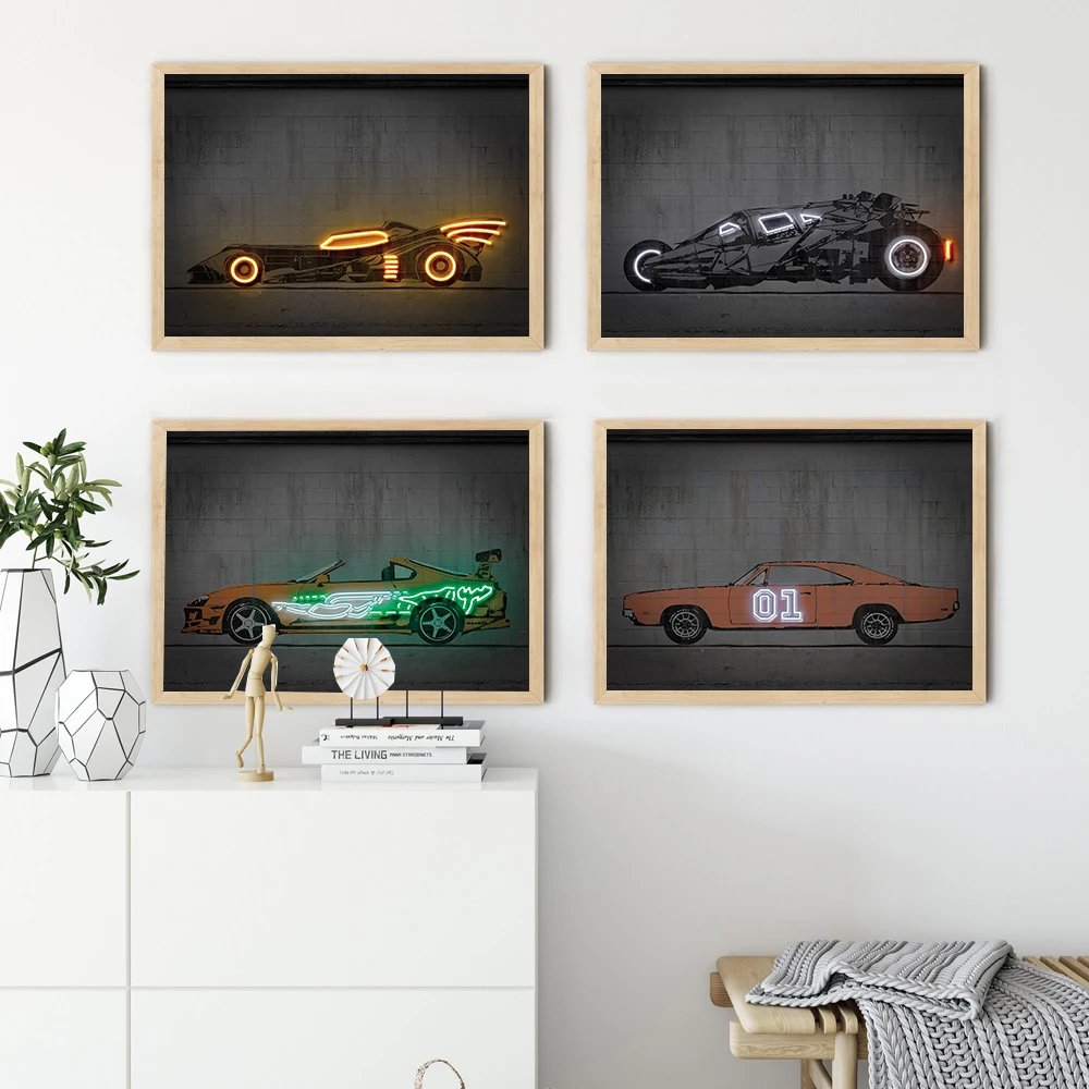 

Vintage Vehicle Art Prints Car Neon Posters and Prints Printing Graffiti Pop Street Art Wall Pictures Nordic Modern Home Decor