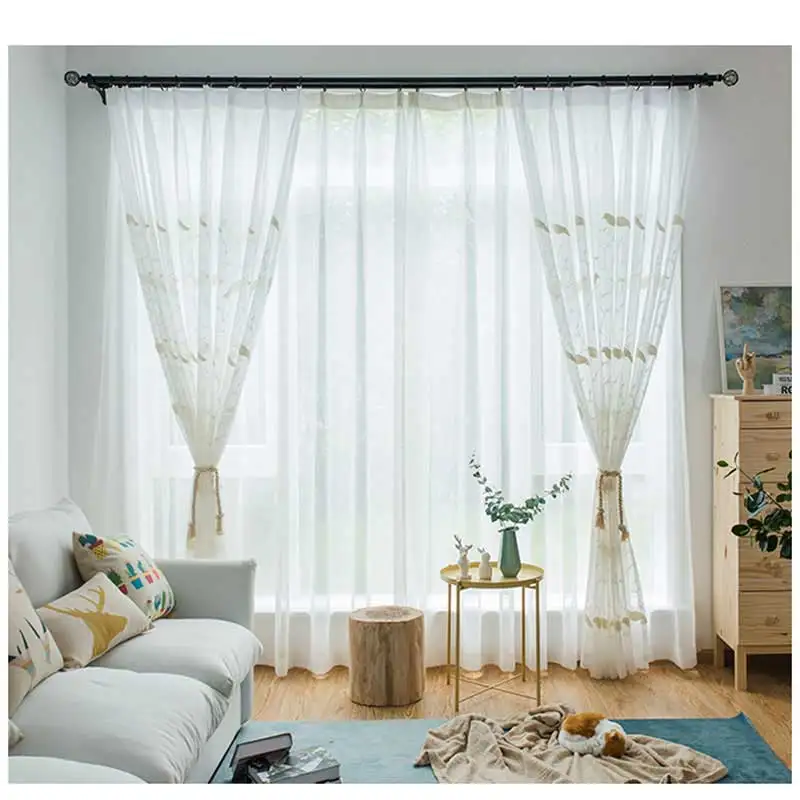 Pastoral White Sheer Voile Curtains For Living room Bird Embroidered Curtains Window For Bedroom Tulle For Kitchen Drapes Blind