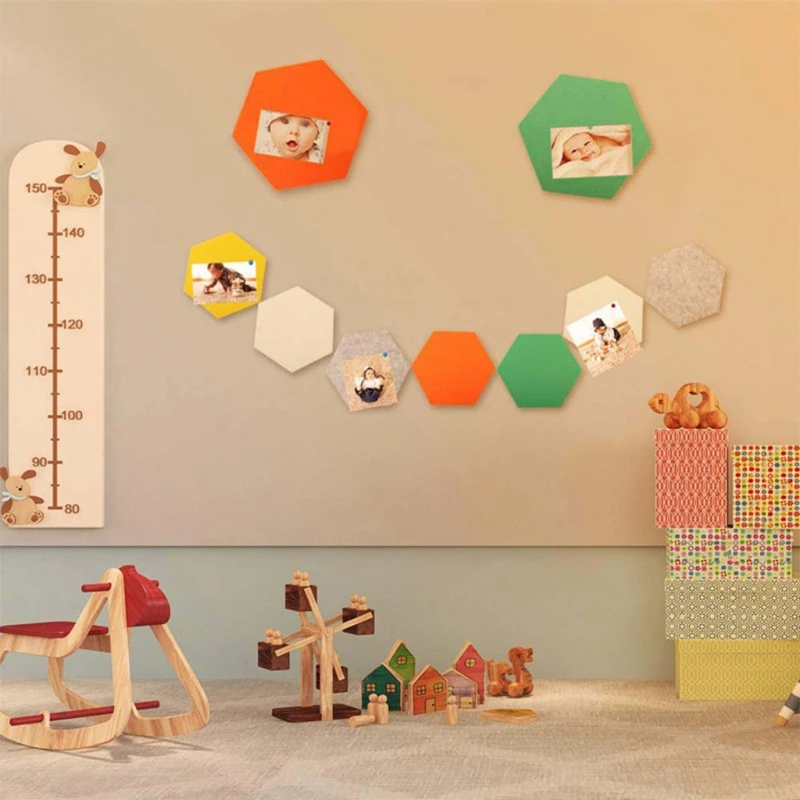 Hexagon Hinweis Bord Selbst-Klebstoff Fühlte Bord Durchmesser 20cm DIY Foto Wand Dekoration für Klassenzimmer Küche Schlafzimmer Cafe