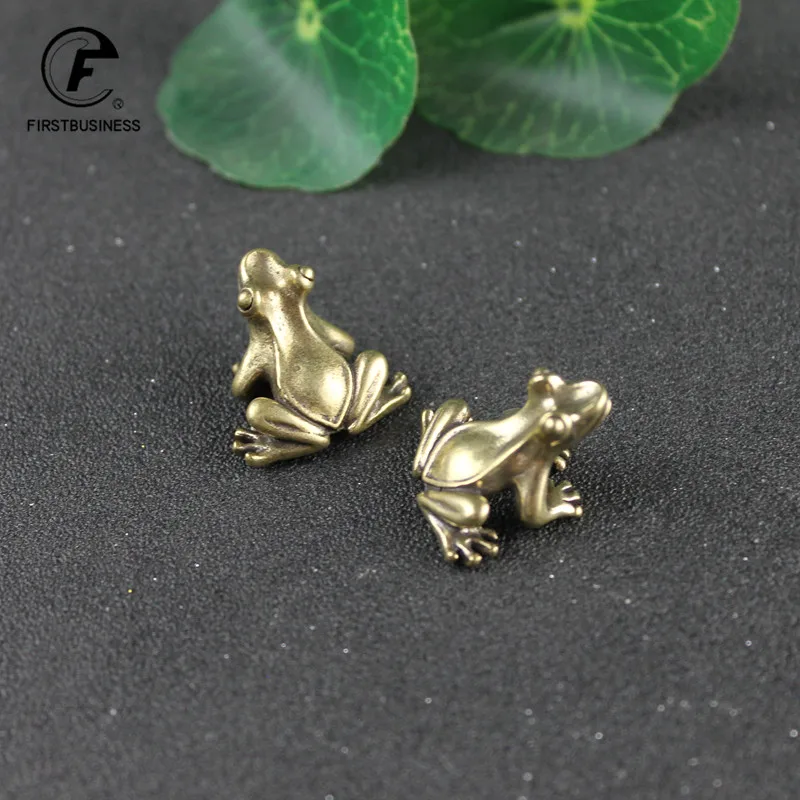 Brass Small Frog Miniatures Figurines Vintage Handmade Copper Animal Ornaments Home Decor Christmas Decoration Kawaii Gifts
