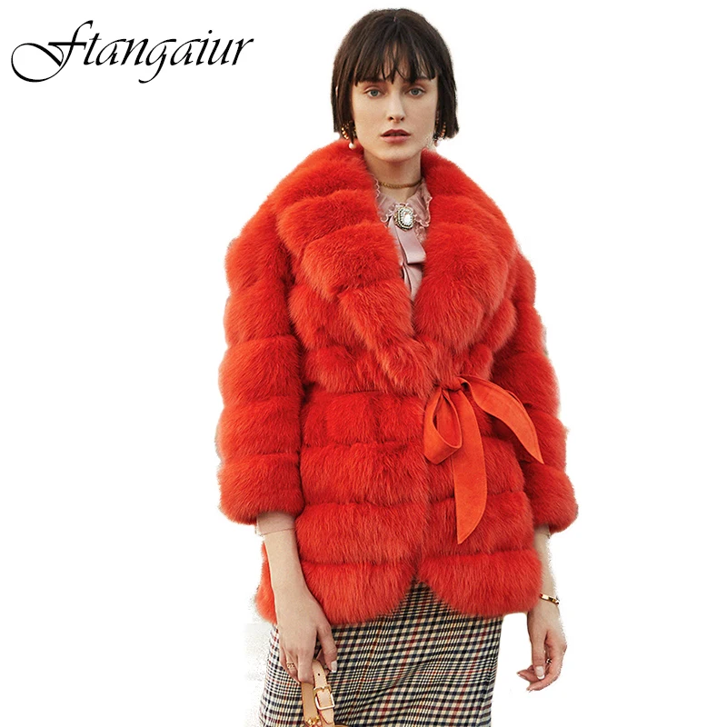 Ftangaiur New Winter Women Russian Sable Gypsophila Coat Custom-Made Women luxury Medium Light Color Real Mink Fur Coats