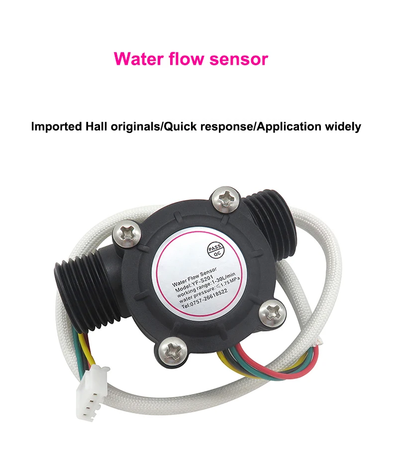 1/2" Warmwasserbereiter Wasserdurchflusssensor 1,75 MPa Hall-Sensor Turbinen-Durchflussmesser DC5 ~ 18 V mit Temperaturinduktion – Detail 1