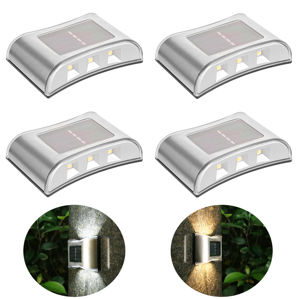 

4-1 Pcs LED Solar Light Up and Down Luminous Lighting Wall Lamp IP65 Waterproof for Courtyard Hallway Stairs Porch Entry Decor