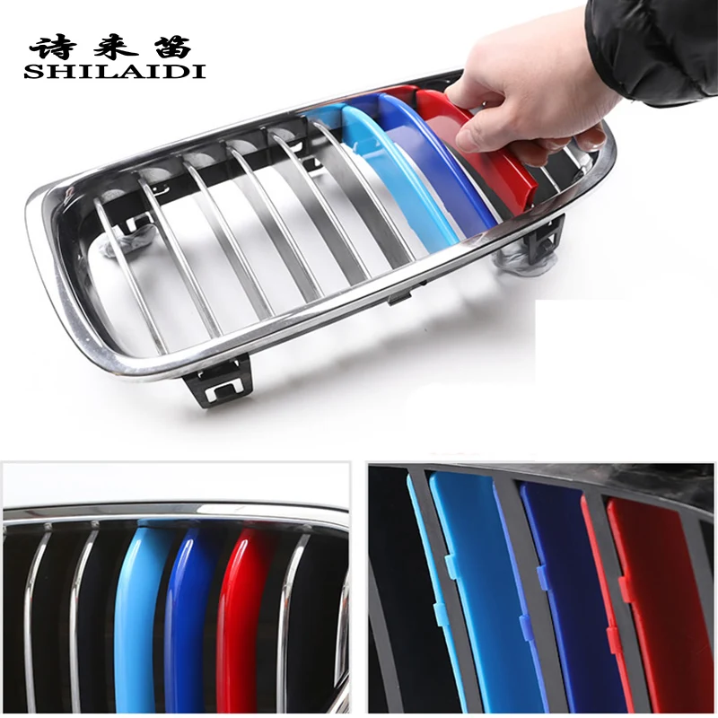 Car Styling For BMW X1 E84 F48 Accessories Head Front Grille For M Sport Stripes Grill Covers Cap Decoration Frame Auto Stickers