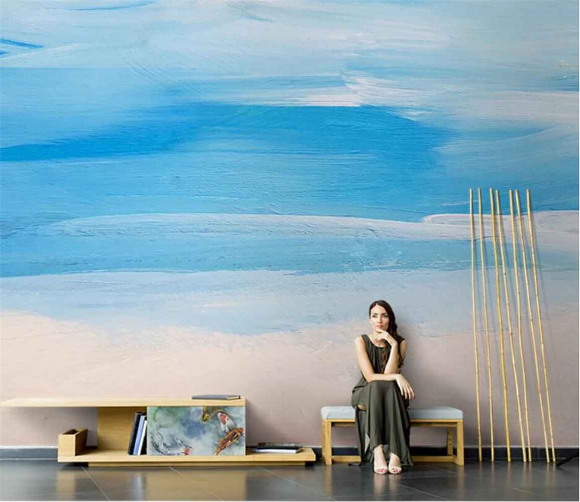 beibehang Custom Oil painting abstract sea waves Murals Wallpaper Modern Living Room TV Background Photo Mural 3D Wall Paper