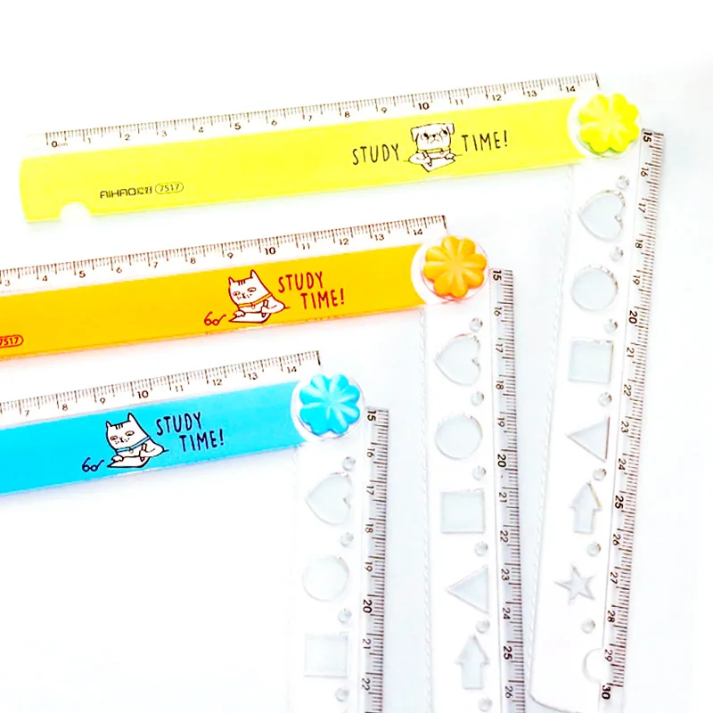 30CM New Cute Kawaii Study Time Color Folding Ruler Multifunction DIY Drawing Rulers For Kids Students Office School Stationery