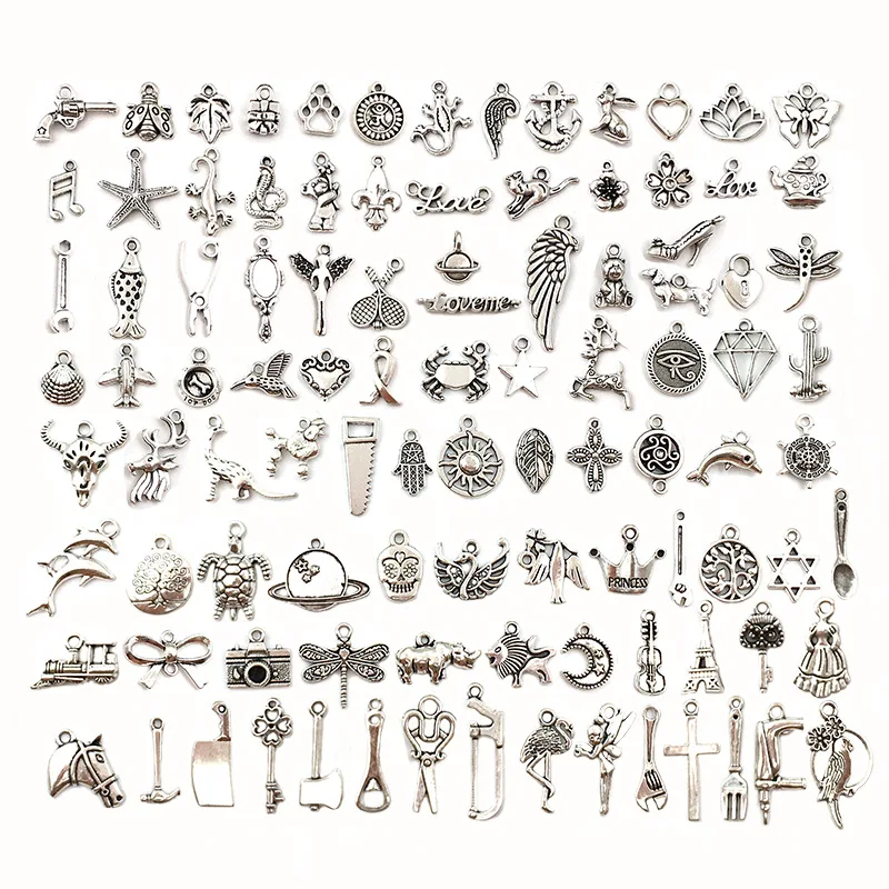 Vintage Silver Mixed 10/20pcs Metal Animal Birds Charms Beads DIY for Pendant Neacklace Bracelet Clips Jewelry Making Findings