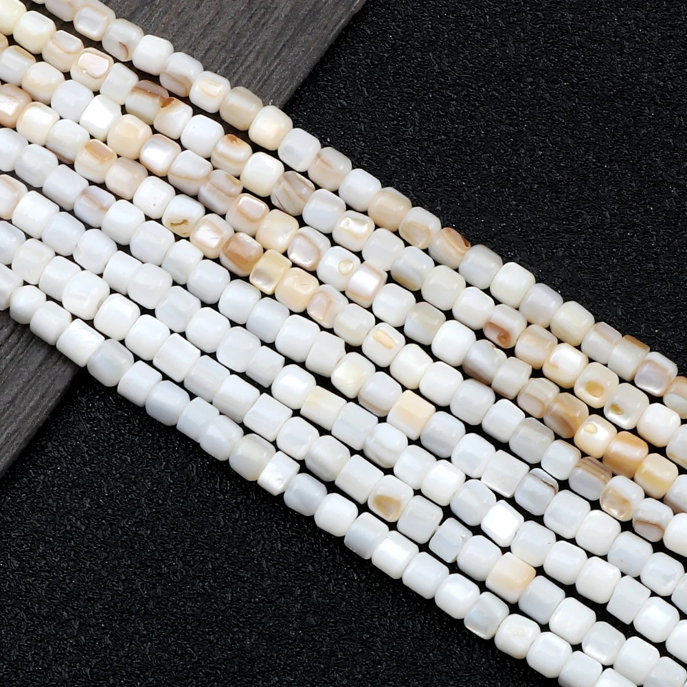 Wholesale 3*4MM Cylindrical Natural Freshwater shell Beads Charm Loose Mother of Pearl Beads for DIY Craft Jewelry Making 15"Per