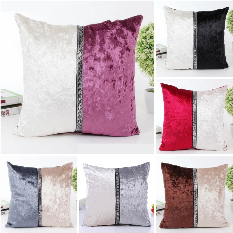 

Velvet Cushion Cover Fashion Simple Patchwork Pillowcase Velvet Colorful Throw Pillowcase For Sofa Weding Decoration