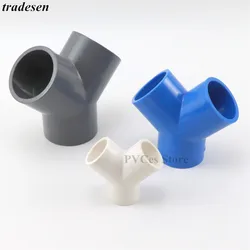 I.D20 25 32 40 50 63mm PVC Pipe Y Type Connector UPVC Pipe Fitting Tee Aquarium Fish Tank Joints Garden Iirrigation Tube Adapter