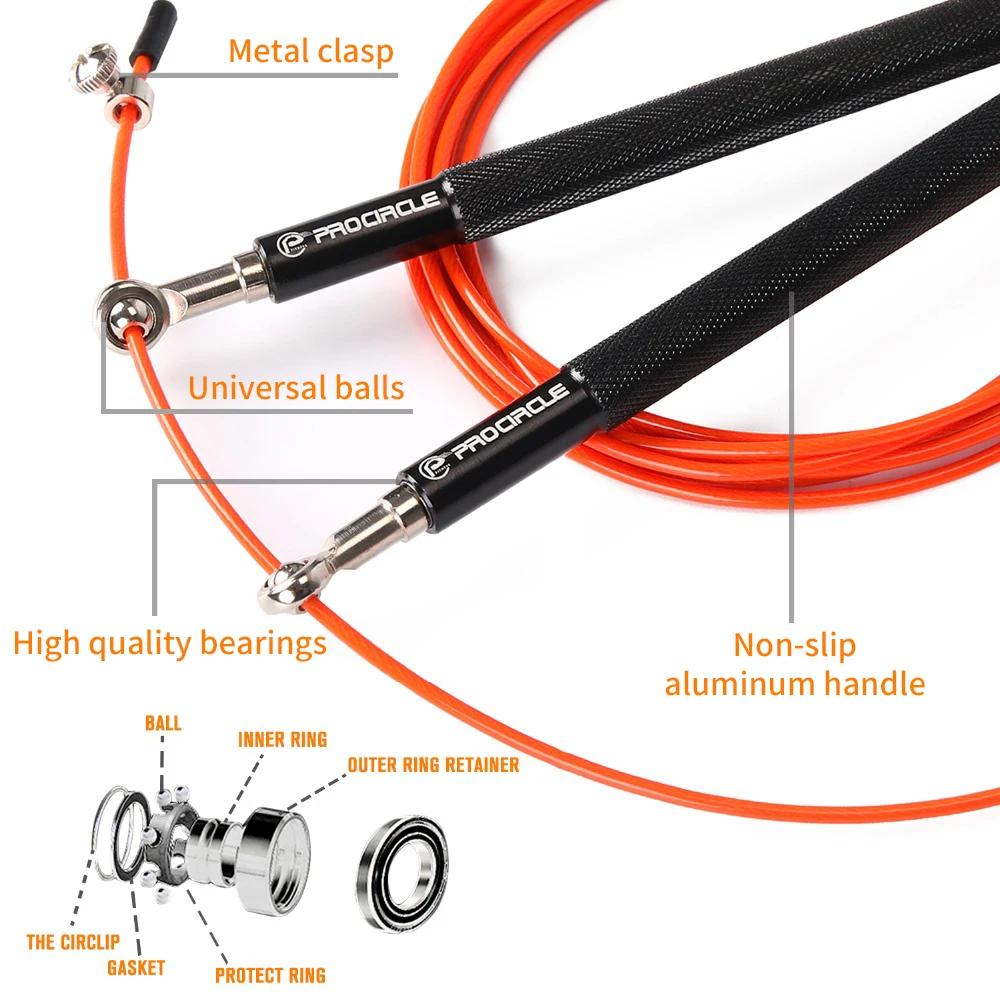 Procircle-Speed Jump Rope Ultra-Speed Ball Bearing Skipping Rope Steel Wire jumping ropes for Boxing MMA Gym Fitness Training