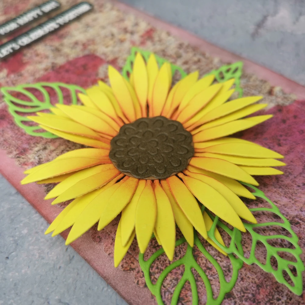 Alinacutle Metal Cutting Dies Cut 3pc Sunflower Floral Scrapbooking Paper Craft Handmade Album Card Punch Art Cutter