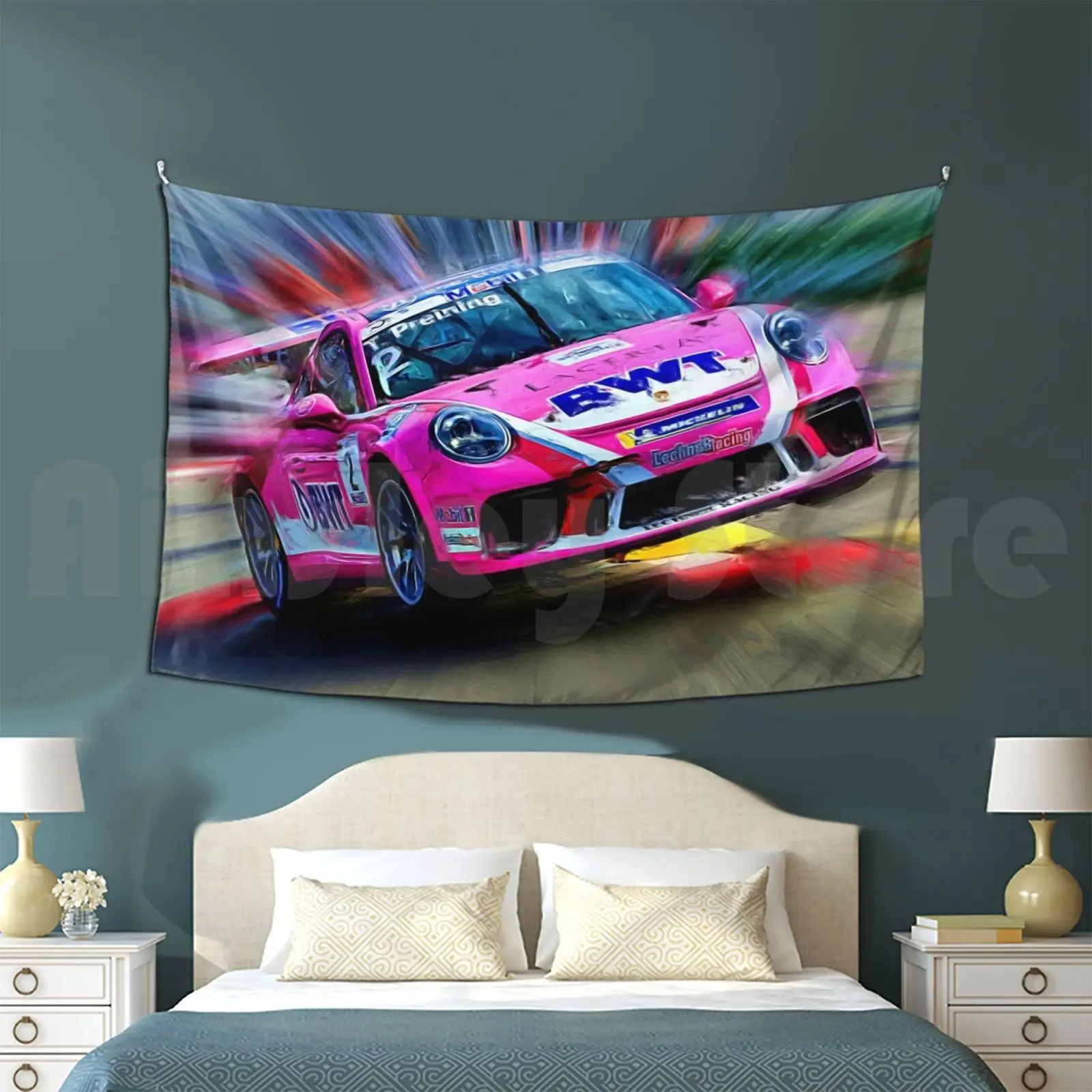 Pink Speed-Monaco 2018 Tapestry Living Room Bedroom Zuffenhausen Gt2 Gt3 936 956 Sportwagen Racing Pink Bwt 962