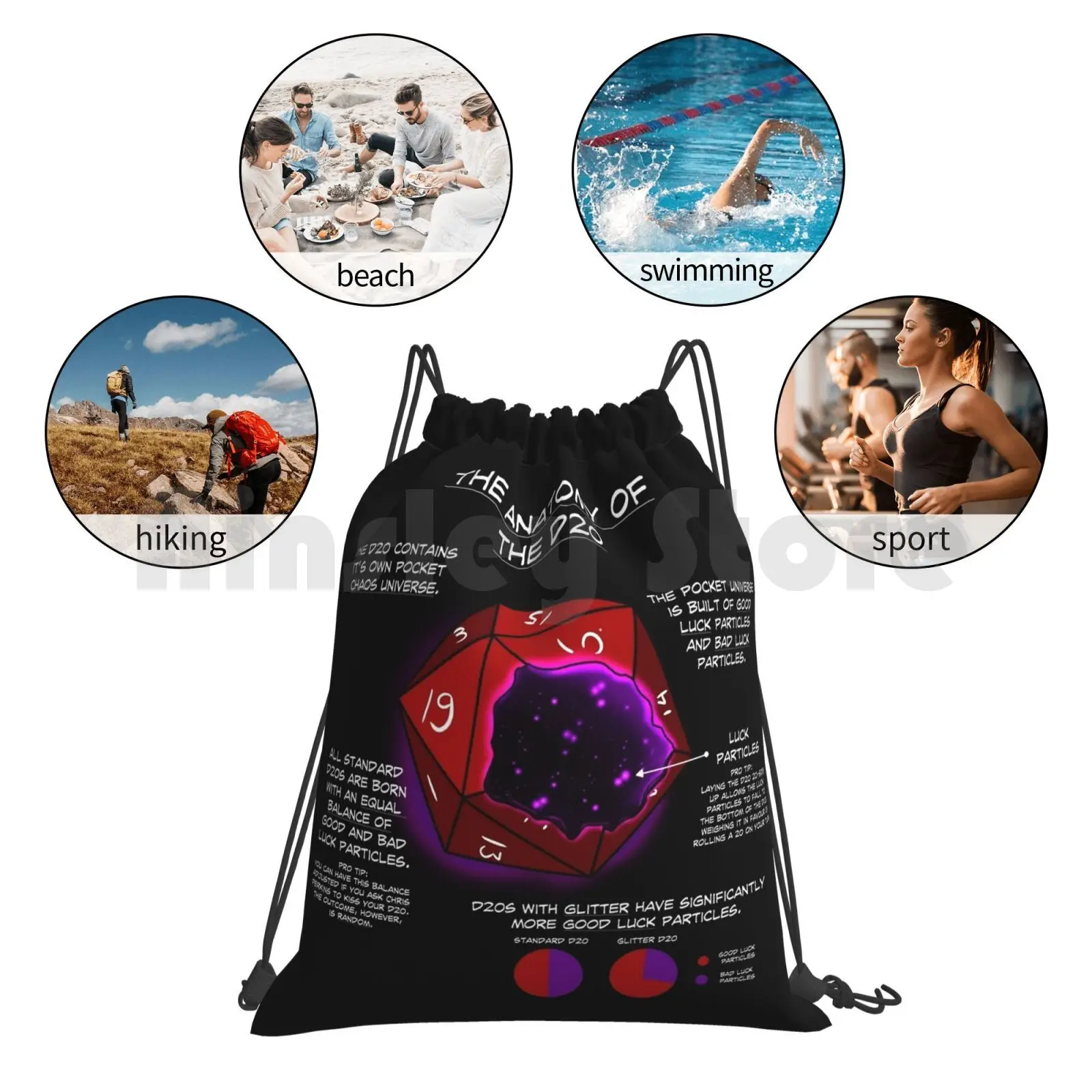 The Anatomy Of The D20 Backpack Drawstring Bags Gym Bag Waterproof And D20 Dnd D D Rpg Gaming Gamer Games Nerd Dork Geek