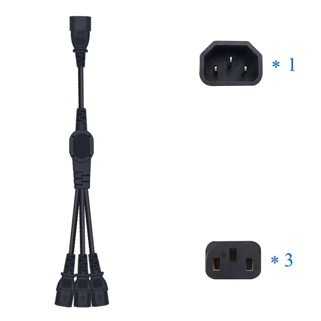 JORINDO 0.6M/1.96FT IEC320 C14 to 3*C13 Power Extension Cable,C14 3 prong pulg to 3 hole C13 socket  Adapter Cable