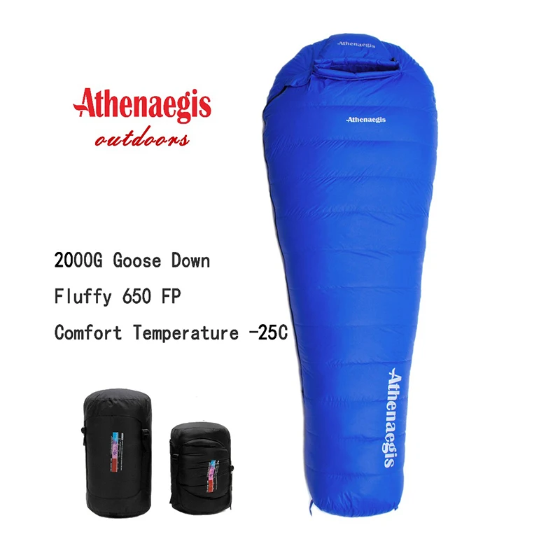 

Athenaegis Ultralight Comfortable Waterproof 2000g White Goose Down Filling Can Be Spliced Winter Sleeping Bag