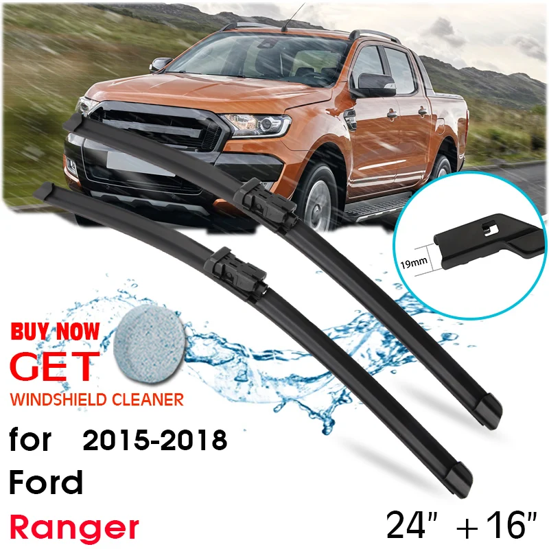 

Car Wiper Blade Front Window Windshield Rubber Silicon Refill Wiper For FORD Ranger 2015-2018 LHD/RHD 24"+16" Car Accessories