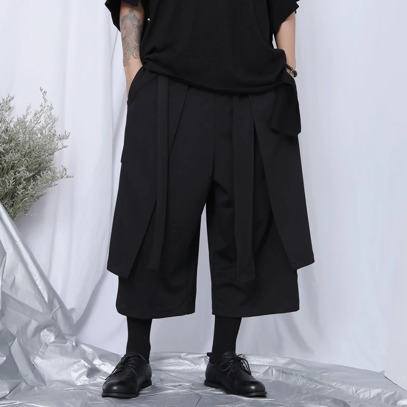 

Men's Wide Leg Pants Spring And Autumn New Irregular Personality Pendant Design Loose Large Size Seven Minutes Pants