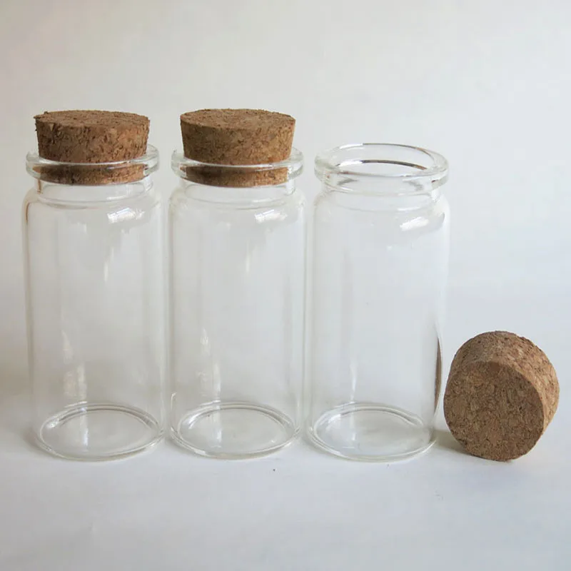 

20 x 50ml Glass Bottle with Wooden Cork 50cc Clear Glass Sample Vial Cork Stopper Glass Jar 37*70*27mm Transparent Bottles