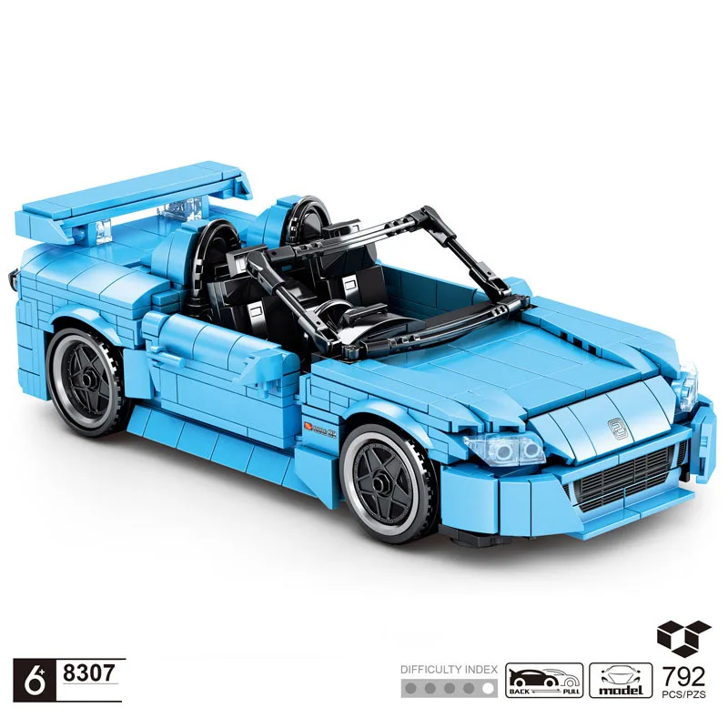 Technical Sport Car Building Block Japan S2000 Roadster Model Pull Back Vehicle Steam Assembly Brick Toy Collection For Boy Gift