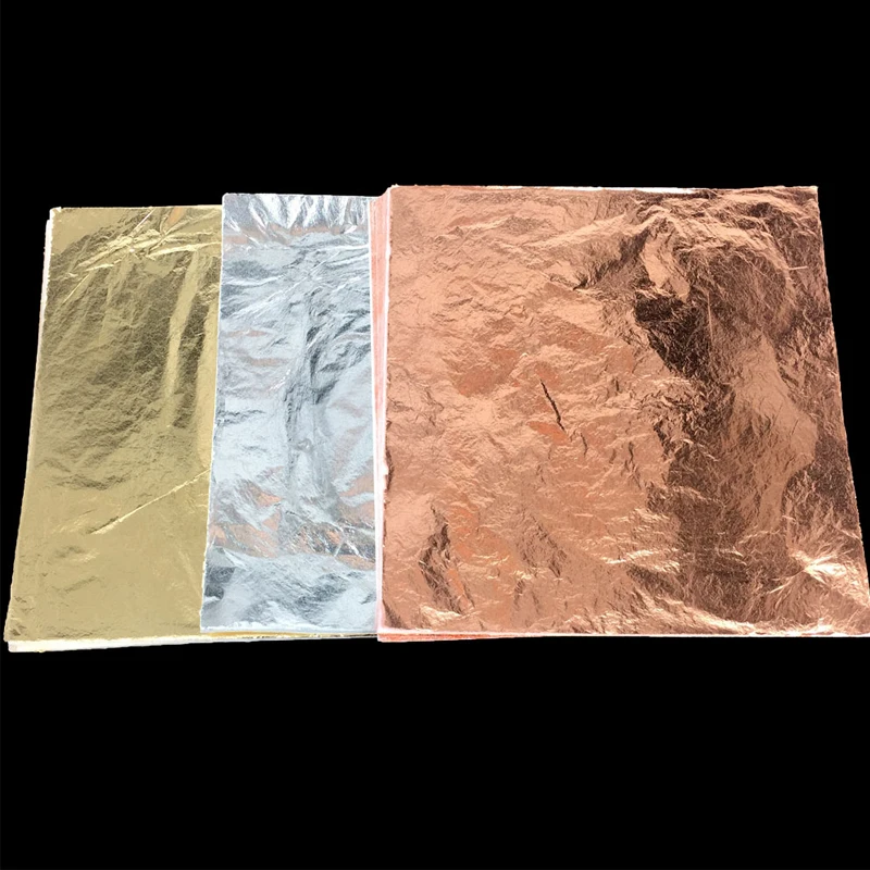 100 قطعة/الحزمة ورقة الذهب التقليد الإيطالية اللون 2.0 تقليد الفضة ورقة 16*16 سنتيمتر لتذهيب بوذا